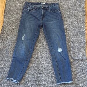 Kensie Dark Blue Distressed Ankle Jeans